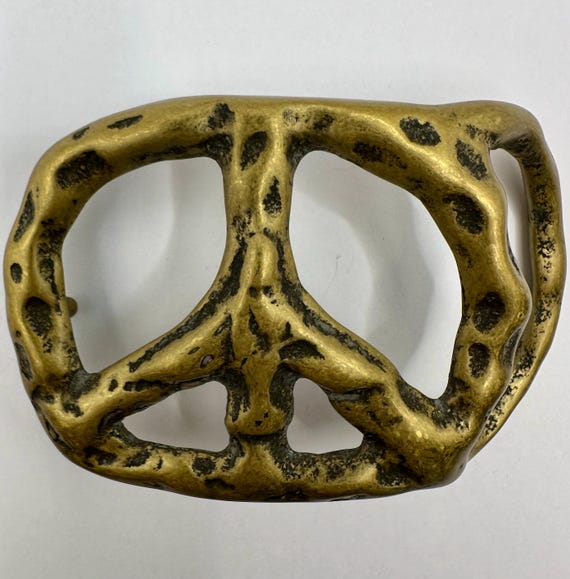 Interchangeable Belt Buckle Solid Brass Peace Sig… - image 6