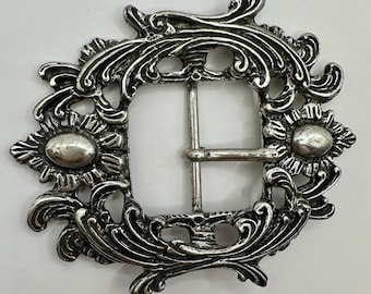 Beautiful Unique Vintage Large Heavy Interchangeable Belt Buckle Victorian Antique Centre Bar Antique Nickel Women's Accessory