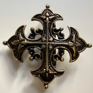 Intricate Italian Made Decorative Unique Cross Belt Buckle Antique Brass Plated