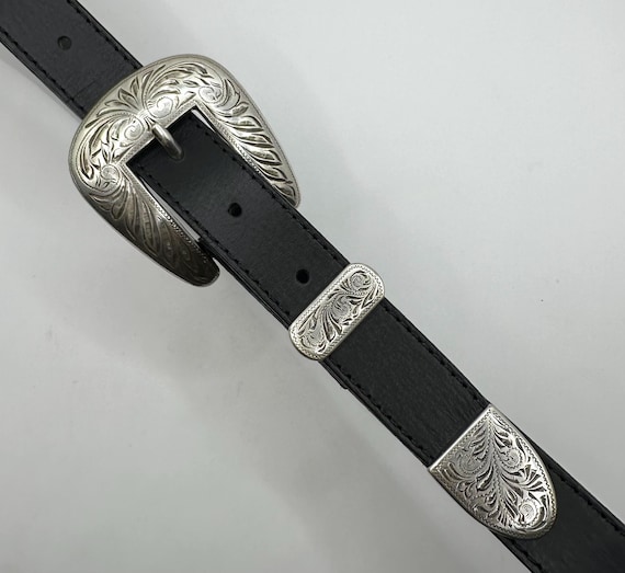 Vintage Polished Silver Unique Design Western 3 Piece Buckle  display picture 1