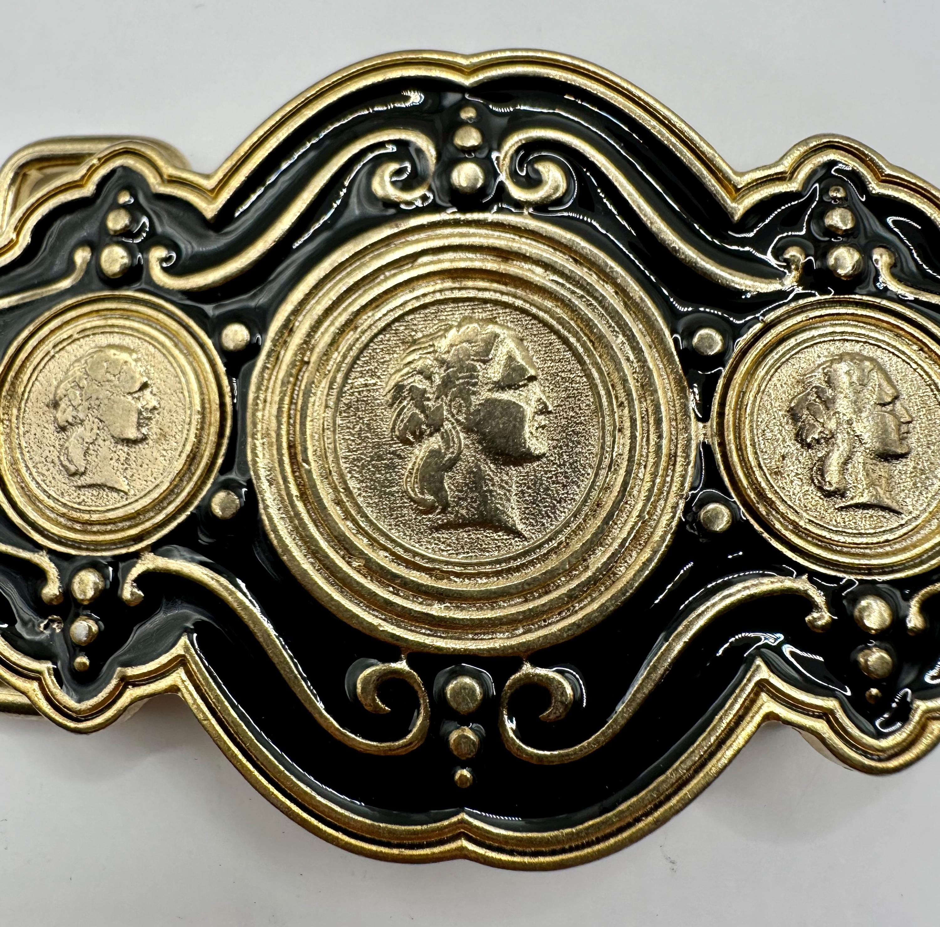 Greek Coin Style Vintage Belt Buckle, Interchangeable Belt 