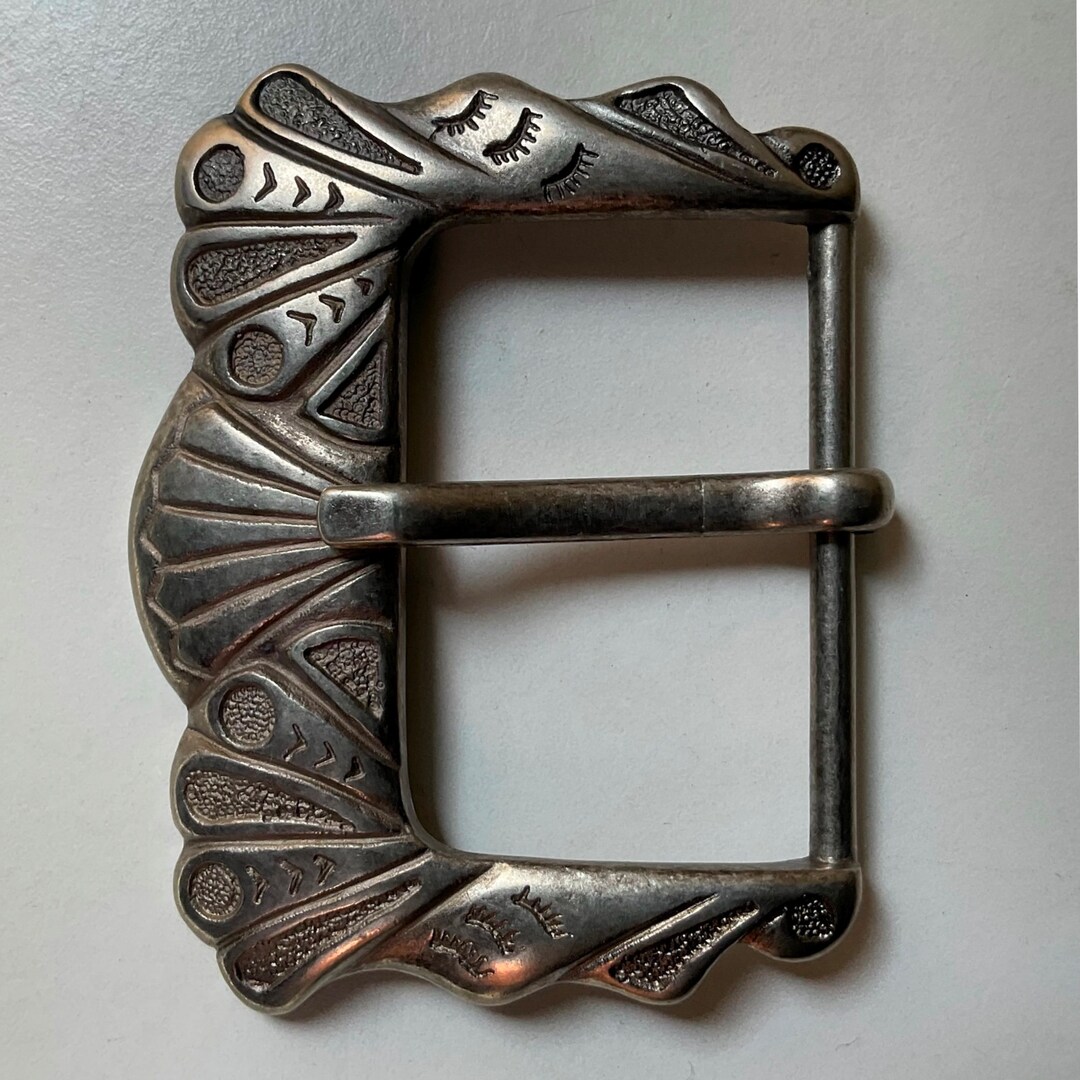 Vintage,romantic,baroque,ornate End-bar Belt Buckle.antique Nickel