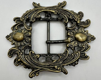 Beautiful Unique Vintage Large Heavy Interchangeable Belt Buckle Victorian Antique Centre Bar Antique Brass and Gunmetal Women's Accessory