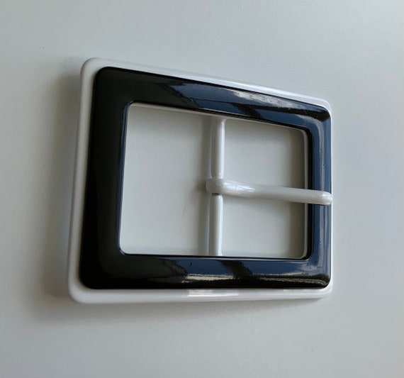 Rectangular Black and White MOD Retro Layered Ena… - image 3