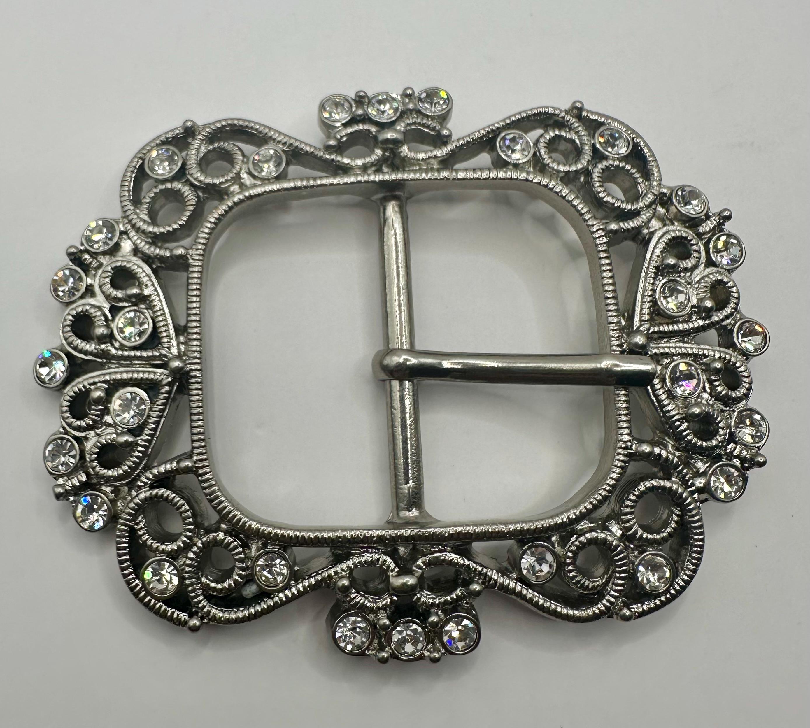 Ornate Centre Bar Vintage Interchangeable Belt Buckle Nickel Ornate Centre Bar Vintage Interchangeable Belt Buckle Nickel