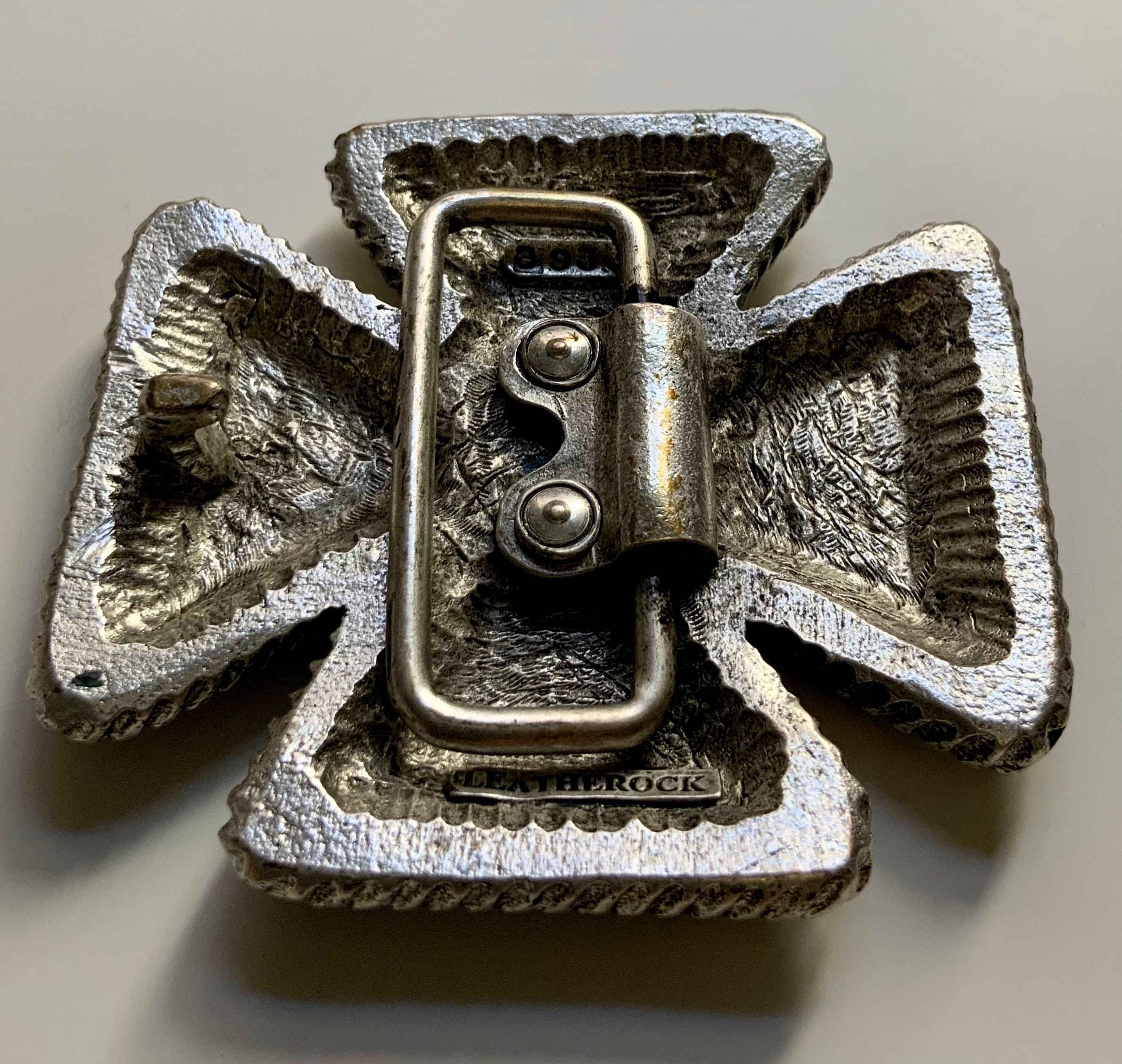Leatherock Vintage Made in USA Cross Belt Buckle Rope Border Silver ...