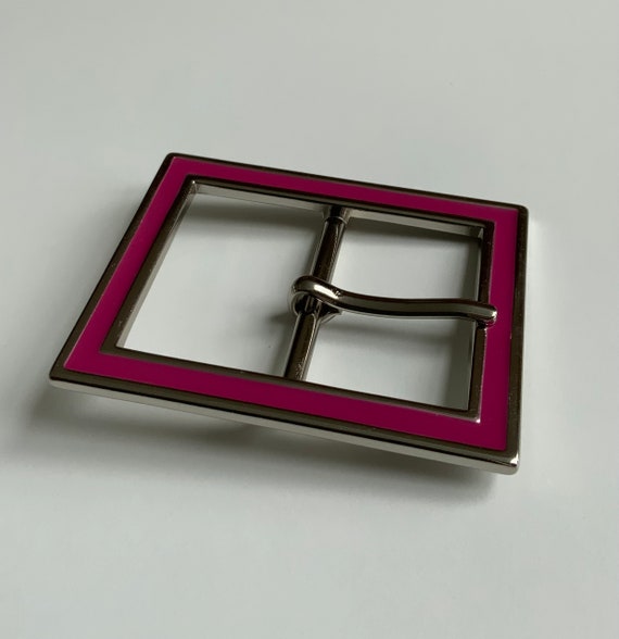 Bright Pink Rectangle Centre Bar Belt Buckle Mod … - image 6