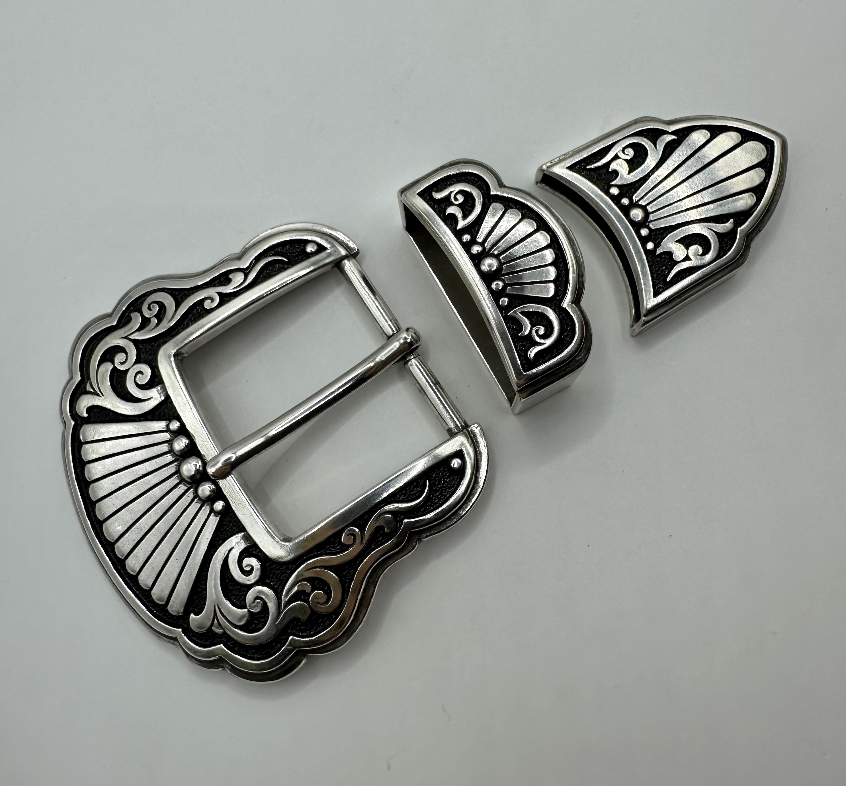 Vintage Castilian Inspired Western 3 Piece Belt Buckle Set ...