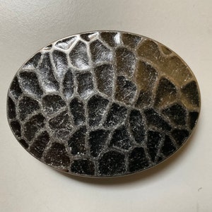 Oval Trophy Buckle with Distressed Scale Pattern Antique Nickel Belt Buckle