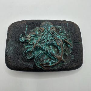 Interchangeable Belt Buckle, Kraken, Octopus, Steampunk, Copper and Patina, High Quality, Mens Belt Buckle, Unique, Gifts for Him, Anchor