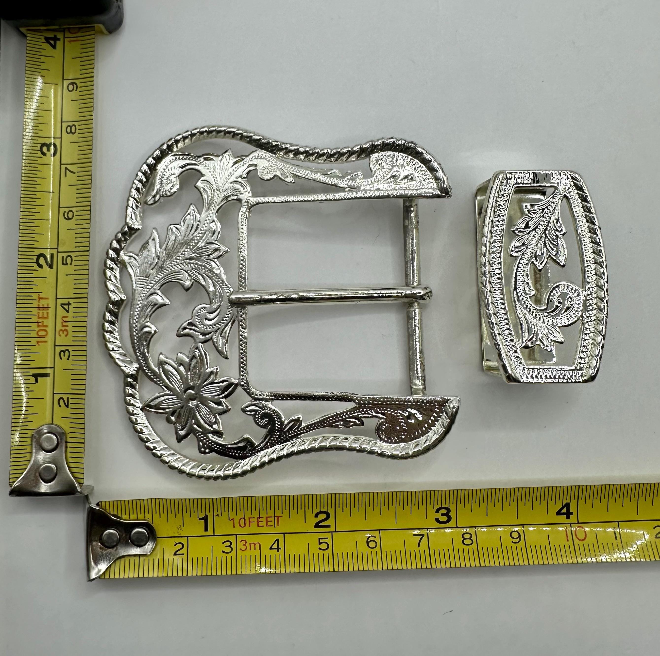 Vintage Two Piece Western Inspired Belt Buckle Set, 1980s  display picture 3