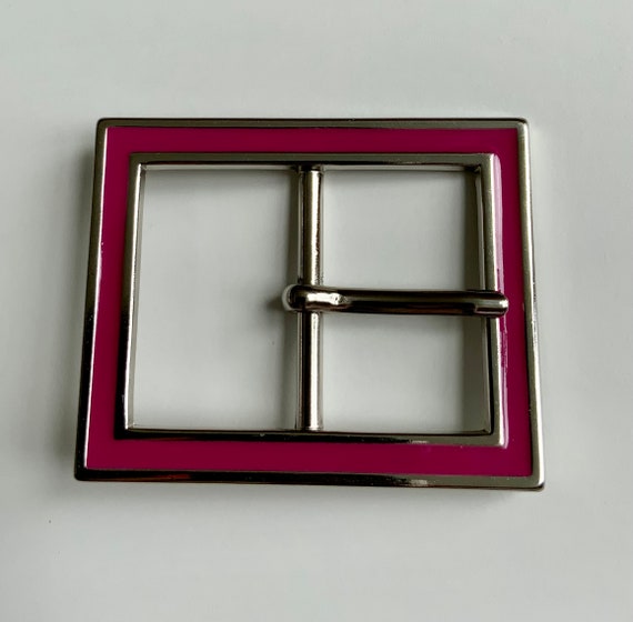 Bright Pink Rectangle Centre Bar Belt Buckle Mod … - image 1