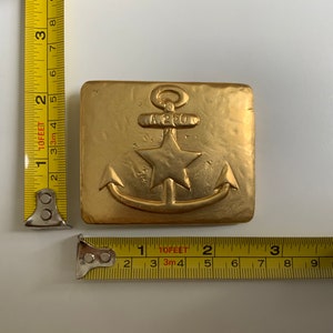 Retro, rare, vintage women’s, unisex, gold plated nautical inspired anchor and star belt buckle