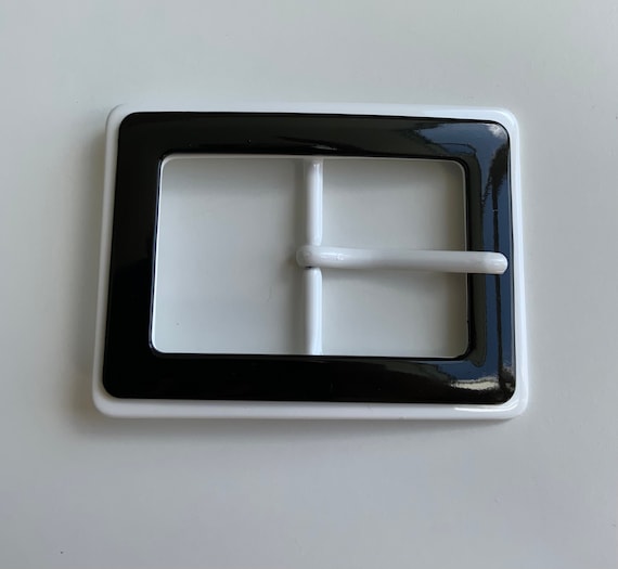 Rectangular Black and White MOD Retro Layered Ena… - image 1