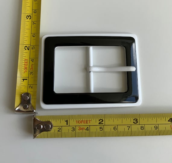 Rectangular Black and White MOD Retro Layered Ena… - image 2