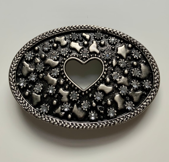 Kids 1 1/16" (27 Mm) Ostrich Print Heart Ornaments Skinny Rhinestone