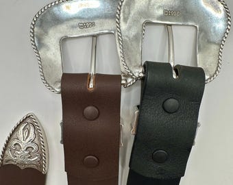 Western Belt, Classic 3 Piece Buckle Set, Black or Brown 1.5  display picture 1