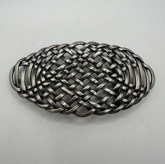Eurometal Vintage Belt Buckle, Braided Metal, Made in Italy  display picture 2