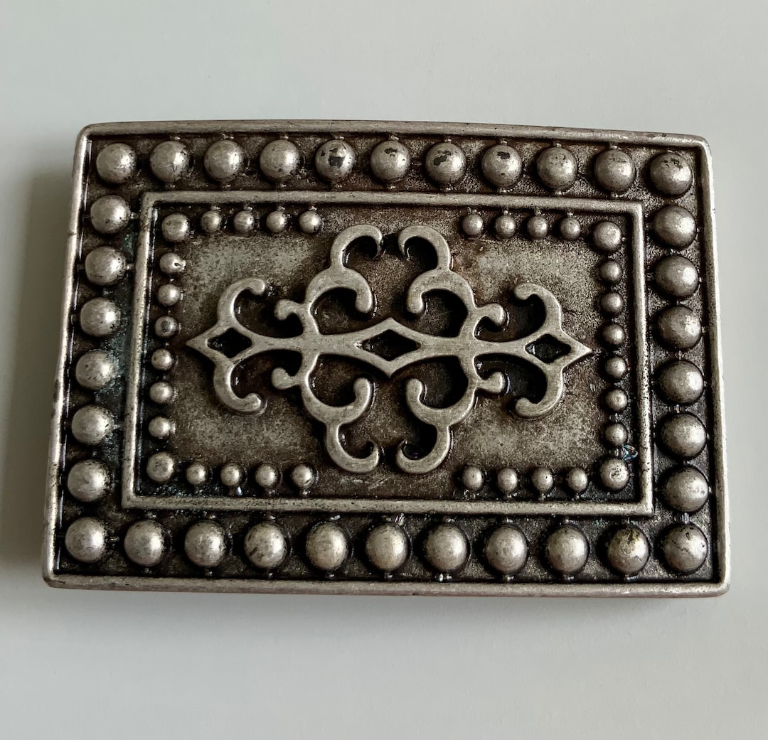 Vintage Interchangeable Rectangular Belt Buckle With Round Studs and ...