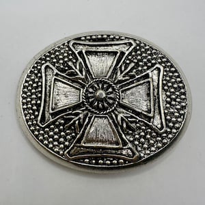 Large Oval Vintage Belt Buckle, Unique Cross, Heavy, Rare Belt Buckle, Cross Belt Buckle, Old Italian Silver, Interchangeable, Leatherrock
