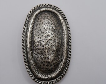 Vintage Large Oval Vertical Textured Distressed Belt Buckle Engraved, Unique Rare, 2.5 Inch Belt, Viking, Medieval
