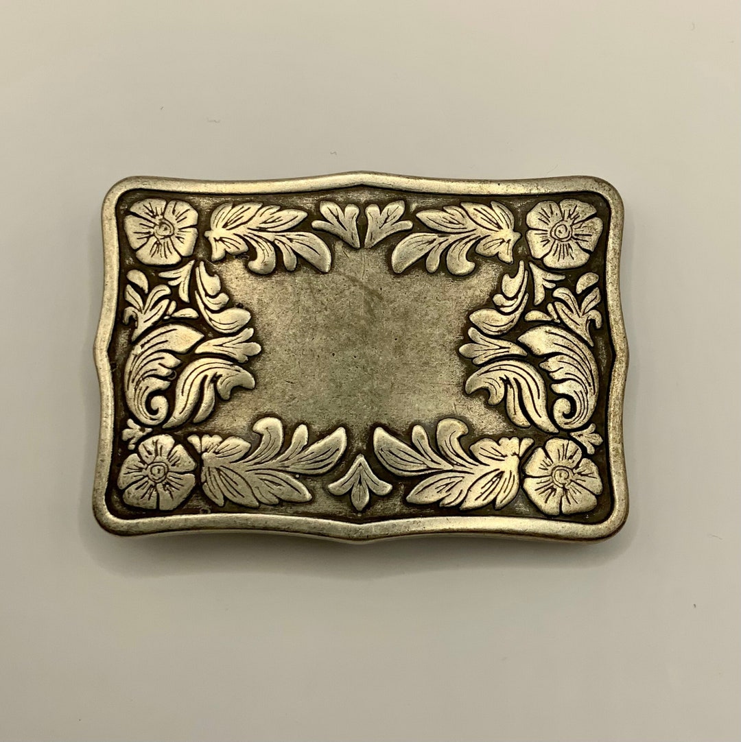 Wavy Rectangular Southwestern, Floral Tooled, Unisex, Western,cowboy ...