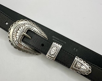 James Reid Ltd Stump Vintage Black Lizard Belt with Sterling Silver Buckle HTF Vintage James Reid Ltd. Sterling Silver Brown Lizard Belt 26  main image 2