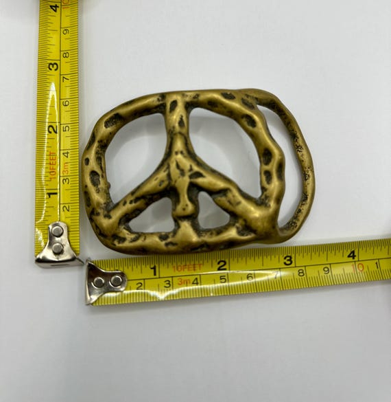 Interchangeable Belt Buckle Solid Brass Peace Sig… - image 2