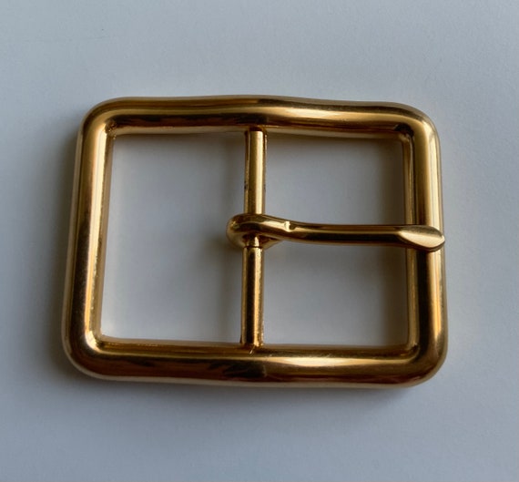Gold Plated Wavy Centre Bar Belt Buckle Vintage C… - image 1