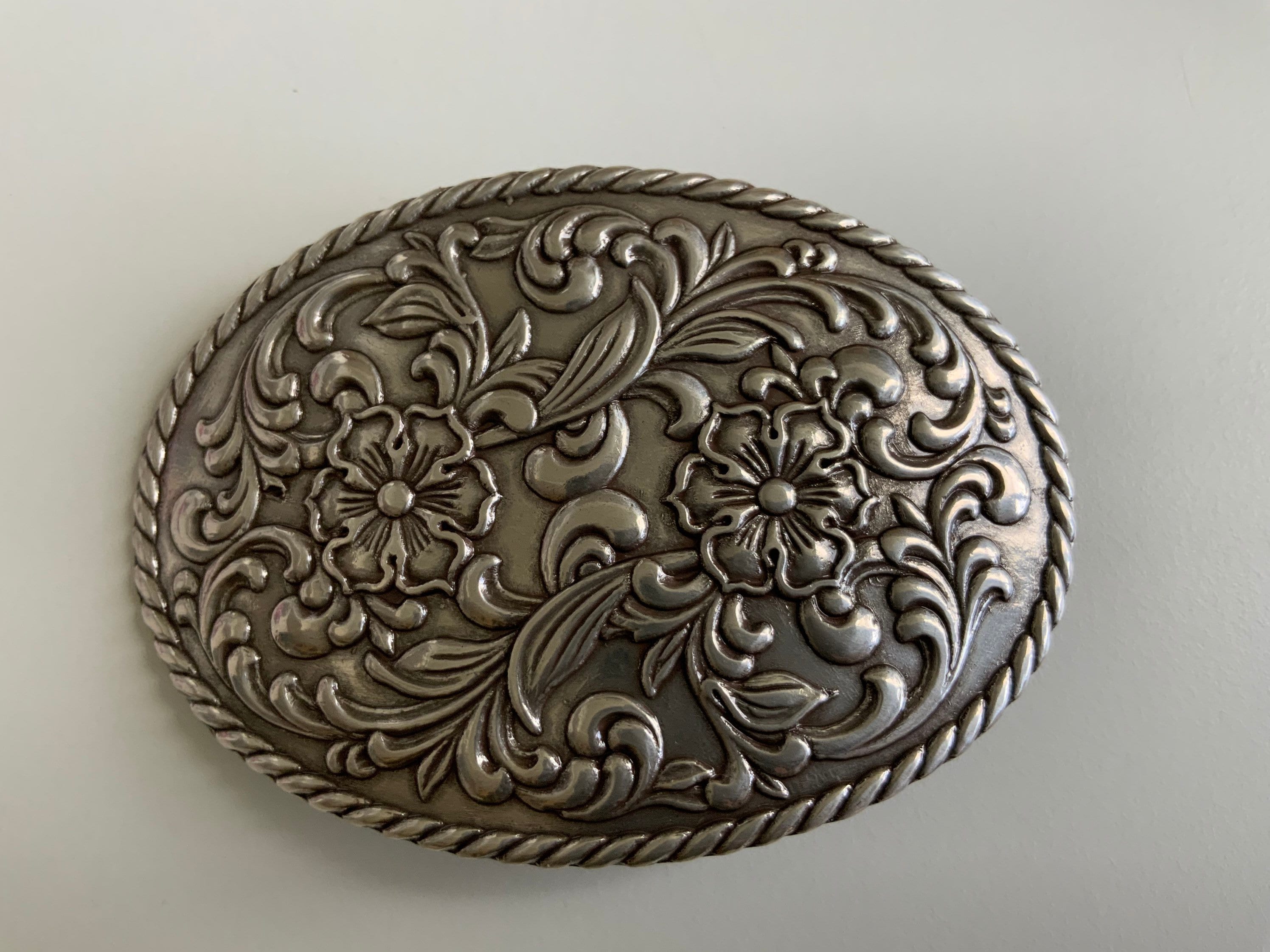 Vintage, Western, Oval, Floral, Engraved Cowboy, Rodeo Belt  display picture 2
