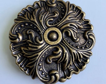 Vintage Baroque Gothic Victorian Floral Vine Belt Buckle Made in USA High Quality Heavy Antique Brass