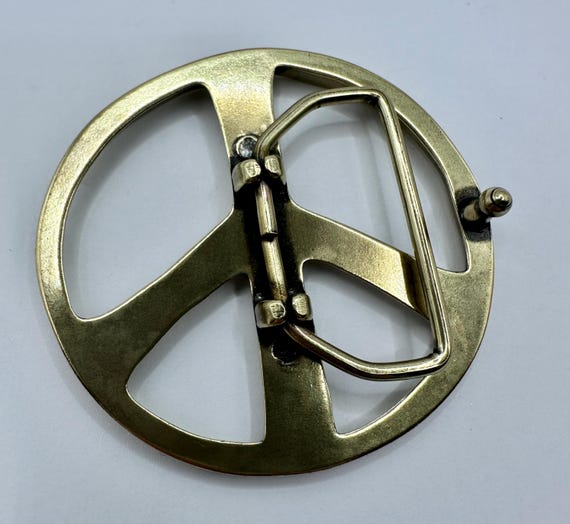 70s Brass Peace Sign Belt Buckle 70 main image 4