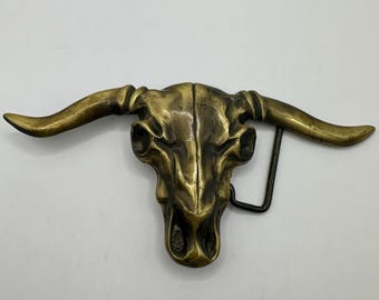 vintage fabriqué aux États-Unis, Steerhead, boucle de ceinture tête de mort, interchangeable, grande, lourde, boucle de ceinture en laiton, cow-boy, cow-girl, boucle de ceinture western