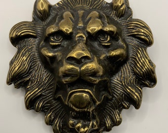 Große schwere Vintage Löwenkopf Gürtelschnalle Italienische hochwertige austauschbare Gürtelschnalle aus antikem Messing