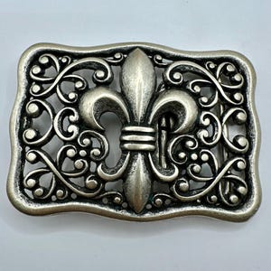 Vintage austauschbare Gürtelschnalle, antike Nickel Gürtelschnalle, Fleur De Lys, Gürtelschnalle, hohe Qualität, Geschenke für sie, Vintage Accessoire