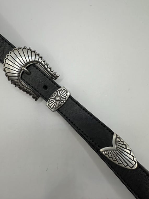 1 Inch 25 Mm Black Leather Skinny Belt Vintage 3 Piece  display picture 2