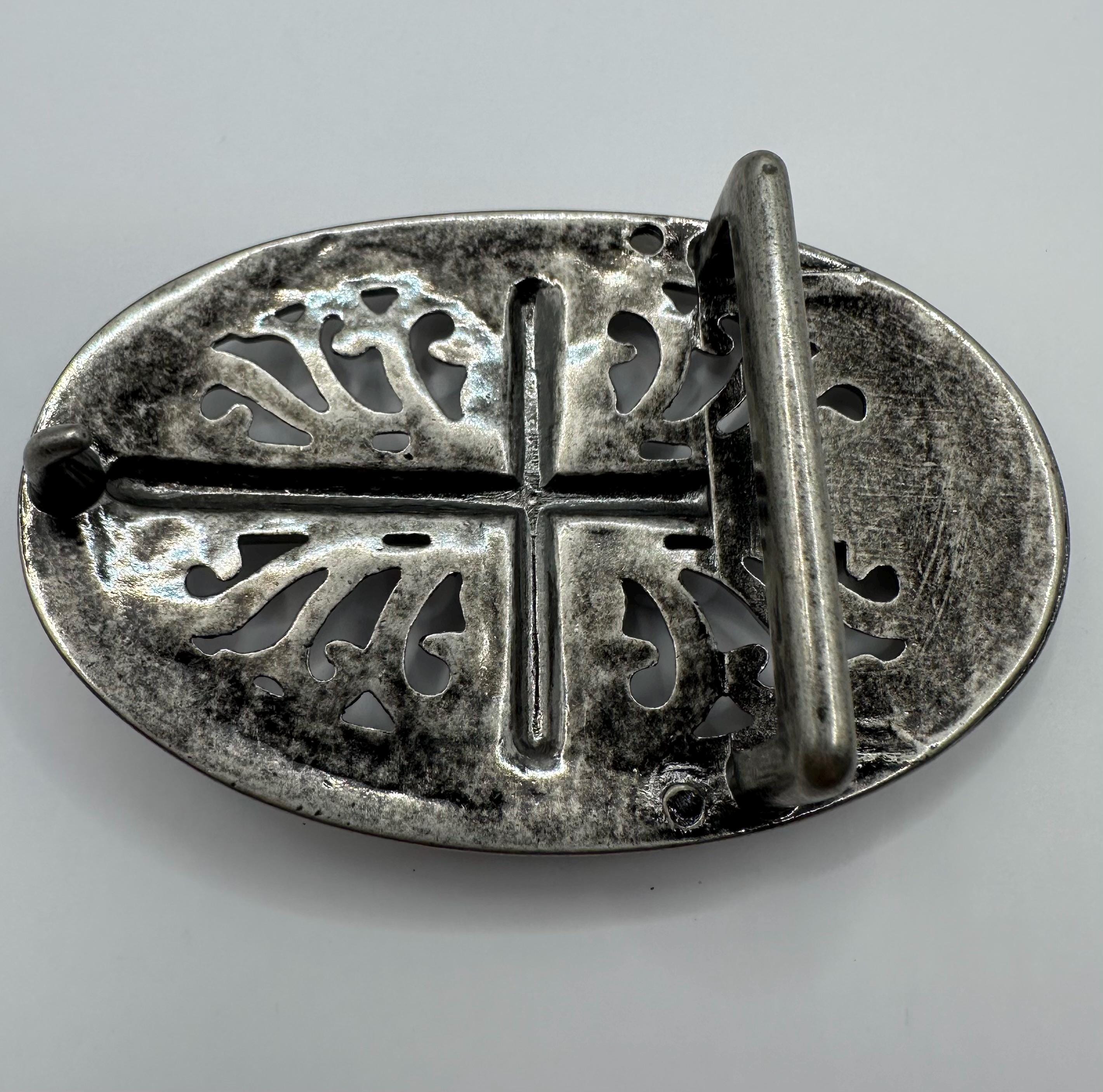 Boucle De Ceinture Ornement Gothique - Vieil Argent - Environ 13x6 Cm - Hartzinn (Étain Dur) - Dark Dreams