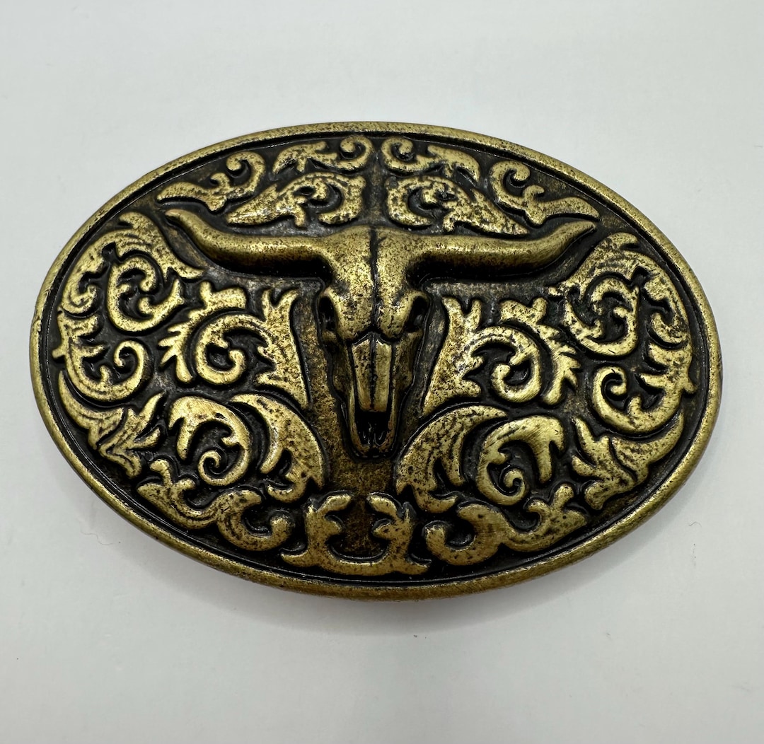 Vintage Oval Antique Brass Belt Buckle, USA Made  display picture 3