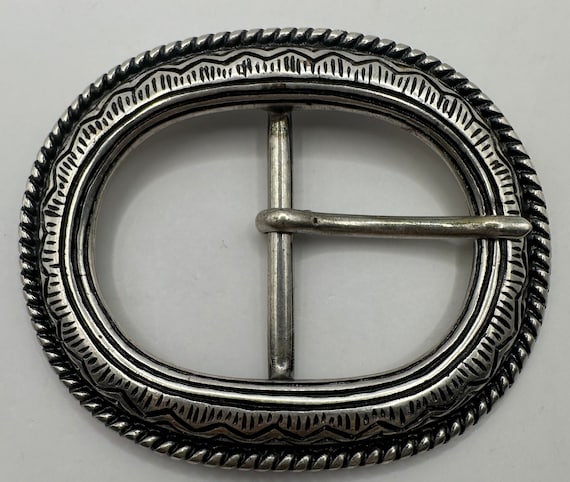 Silver Textured Oval Belt KALIFANO | 41 main image 4