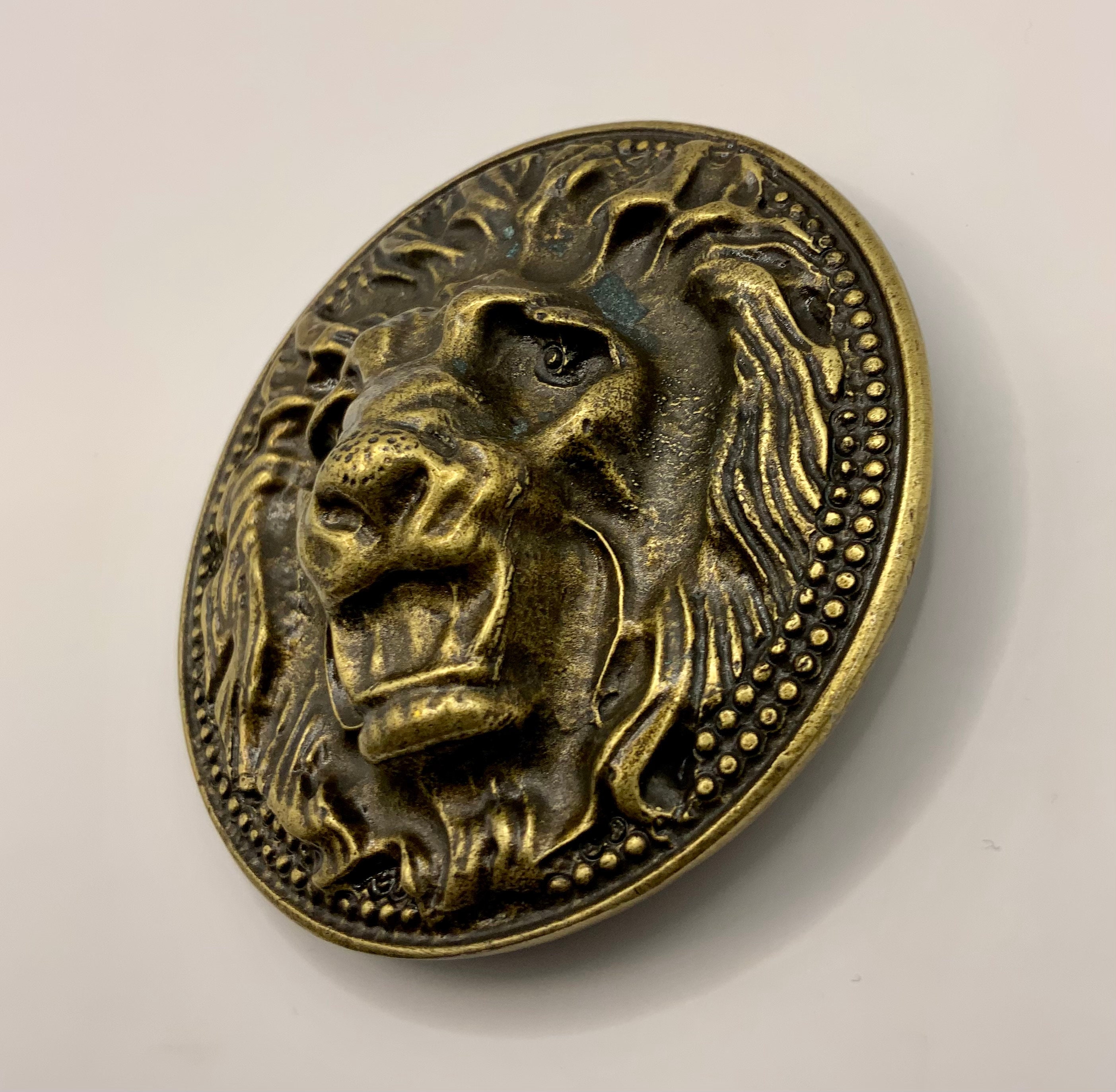Vintage Interlocking Lionshead Brass Belt Buckle Lion Head Belt In Vintage Belt Buckles for sale | eBay main image 4