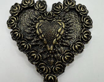 Ceinture En Cuir Vintage Boucle En Forme De Cœur - Taille 75 - Occasion En Noir