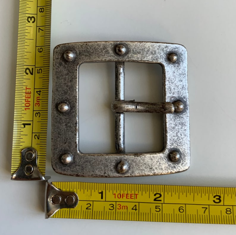 Beautiful Distressed Square Centre Bar Belt Buckle With Round Studs ...