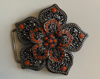 Ornate Floral Filigreed Belt Buckle