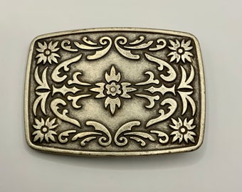 Southwestern Trophy Style Vintage Belt Buckle with Flower and Vine Engravings Interchangeable Belt Buckle