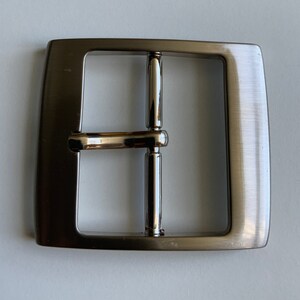 Vintage Square Classic 70s Centre Bar Belt Buckle Plated in Satin Nickel