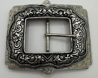 Heavy Vintage 1960s 70s Wizard Hippie Style Large Rectangular Unique Centre Bar Belt Buckle Antique NIckel