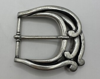 Vintage Art Nouveau Sterling Silver Belt Loops Buckle Two Piece Womens Stamped Antique 800 Silver Stamped Art Nouveau Ornate Floral  main image 3
