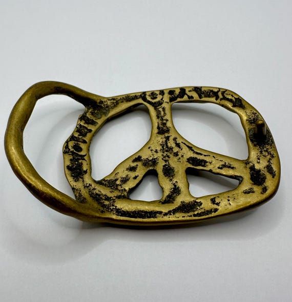 Interchangeable Belt Buckle Solid Brass Peace Sig… - image 9