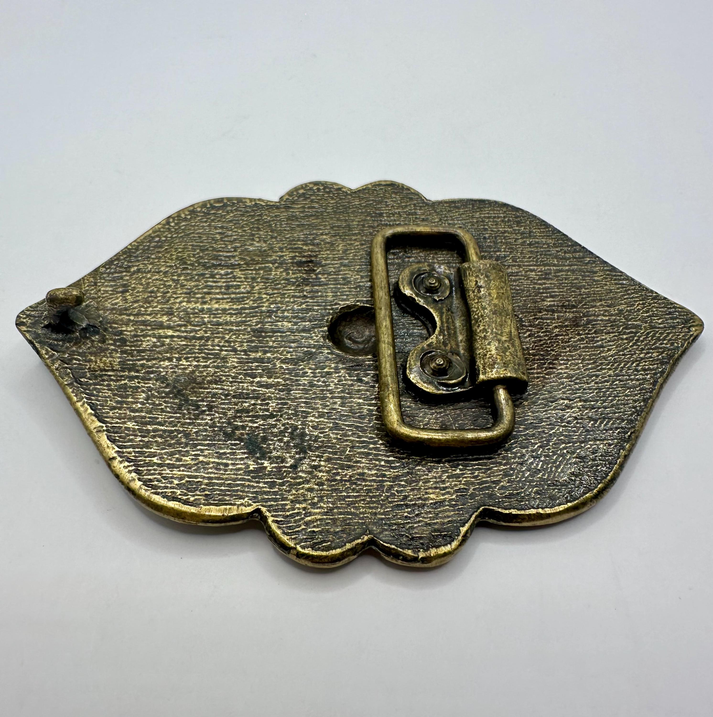 Antique Gold Ornate Belt Buckle Marble Stone Artisan Bohemian Gypsy Spanish DDR-Belt-AVintage-Buckle-  main image 3