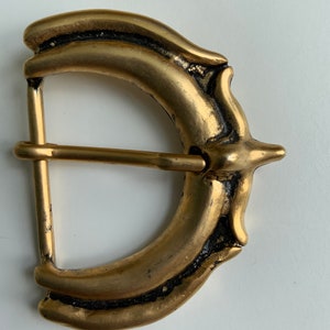 Unique End Bar Belt Buckle Gothic Vintage Gold Plated Blackened Details Made in Italy